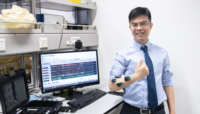 Prof Vincent CHEUNG, Associate Professor, School of Biomedical Sciences, and one of the recipients of the Teachers of the Year Award 2021, demonstrating the use of sensors on his arms that have helped him study human muscle synergies